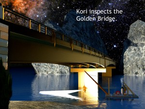 kori inspects golden bridge